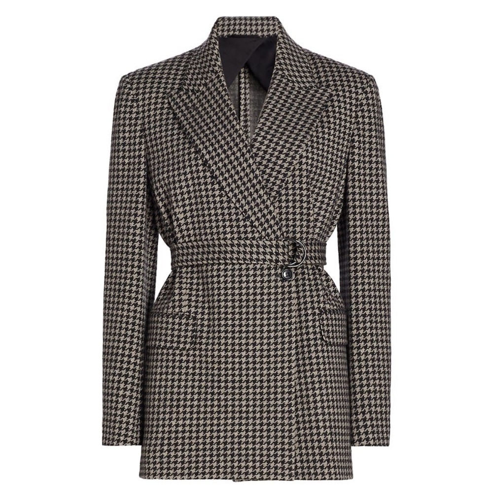 MaxMara Kabala Houndstooth Belted Blazer Sz 10